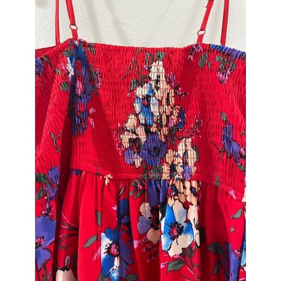 BAND OF GYPSIE WOMENS MAXI RED FLORAL RED DRESS BUSTIER SUMMER SLEEVELESS SIZE S - Picture 6 of 7